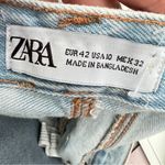 ZARA  Denim High Rise Jean Shorts Sz 10 Light Blue Distressed HIPPIE Festival NEW Photo 6