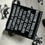 Wishful park  Button Front Skull and Crossbones Print Tie Waist Sheer Top Size L Photo 5