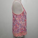 Ransom Coral & Blue Paisley Lace Trim Halter Tank Top Boho Festival Size Medium Pink Photo 3