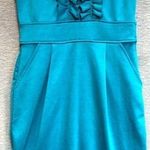 Maurice's small teal dress with ruffles down the front Photo 0