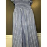 Cupshe  Dress Womens Small Blue Striped Flutter Sleeve Smocked Maxi Sundress Photo 8