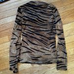 Max Mara  Wool Tiger Stripe Animal Print Top Womens Small Brown Photo 5
