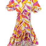 Anthropologie Anthro Abel The Label Dress L Multi Abstract Swish Midi Hi Lo Maximalist Boho Photo 8