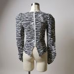 Birgitte Herskind Black White Zebra Stripe Puff Sleeve Blouse Top Size 32 or XS Black Photo 4