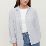 Reformation  Preston Linen Striped Button Up Shirt Photo 0