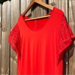 H by Halston H Halston Cardinal Red Regular Jet Set Jersey Wide-Leg Jumpsuit Lace Sleeves Photo 4