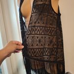 Cato  Sz L Black Fringe Open Vest Photo 6