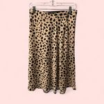 Cute silky leopard pull on elastic waist midi skirt flowy Black Size M Photo 2