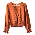 Hem & Thread  ANTHROPOLOGIE Mauve Summer Blouse With‎ Ruffles Size Large Boho Photo 0