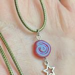 Handmade unique retro vintage chic fairy boho style necklace w/ quality Czech glass swirl bead & star 🌀🍃💛 Photo 1