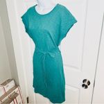 J. Crew Casual Cotton Short Sleeve Tie Waist Tshirt Dress Marled Teal Green M Green Size M Photo 6