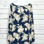 Sage Navy Blue & Purple Floral Split Sleeve Dress Size Medium Photo 7