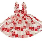 American Vintage Vintage Ruffled Prairie Apron style red white floral patchwork dress size XS Photo 9