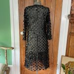 Staples 3D Polkadot Circle Black Faux Leather Disc Sheer Illusion Dress Photo 6