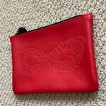 Ipsy  Cosmetic Case Matte Red Masquerade Eye Mask Bag 7” by 5” Like New Photo 1