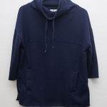UGG  Astrid Poncho Navy Blue Cowl Neck 3/4 Sleeve Pullover Sweatshirt Women M‎ L Photo 0