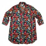 Vintage Satin Nightgown Pajama Shirt Luxury Print Cypress L/XL Black Size L Photo 0