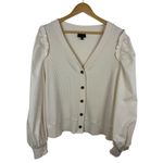 Who What Wear  Womens Puff Sleeve Cardigan Sz XXL Ribbed Button‎ Front Minimalist Photo 1
