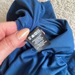 Alala  High Waist Satin Capri Mesh Panels Sheer Royal Blue Crop Leggings Photo 7