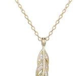 Sterling Silver 18k gold filled 925  necklace feather pendant link chain Photo 1