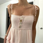 She Made Me Liv Crochet Tiered Mini Babydoll Dress in Petal Photo 2