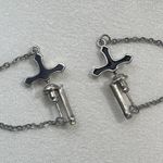 Cross Stud Earrings for Men Women Streetwear Punk Hip Hop Unisex Style Silver Photo 1