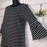 Ann Taylor Factory | Black & White Striped Bell Sleeve Dress | Women’s Medium Photo 1