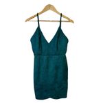 superdown  Carrie Mini Dress Womens S Green Faux Suede Sleeveless V-Neck Cocktail Photo 1