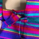 Vintage Adrianna Papell Jacket Collarless Blazer Silk Rainbow Stripe Long Sleeve Blue Size 8P Photo 7