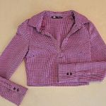 ZARA NWOT Houndstooth Checkered Polo Cropped Shirt Photo 0