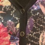 Charter Club  Black Multi Sequin Floral Button Up Plus Lightweight Cardigan Photo 2