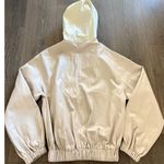 AMYLYNN Womens Darcie Hoodie‎ Vegan Leather Pocket Off White Sz Small Purple Photo 8