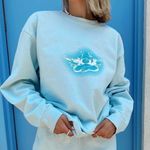 Boys Lie NEW  ANGEL WINGS LIGHT BLUE CREWNECK SWEATSHIRT OSFA Photo 0