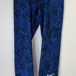 Nike Pro Dri Fit Black Blue Snakeskin Print Cropped Capri Athletic Pants Photo 4