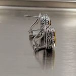 Vtg Stud Earrings Womens Silver Gold Tone Beveled Black Crystal Chunky Statement Photo 4