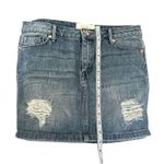 Rachel Roy  Denim Jean Skirt Patchwork Distressed Mini Blue Cotton Women’s 26 Photo 2
