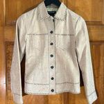 C.Concept Tan Leather Paisley print Studded Jacket Sz 4 Photo 0