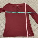 Hollister Burgundy Maroon Long Sleeve V-neck Top Size Medium Photo 3