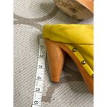 Seychelles Anthropologie  yellow leather mules wooden platform heel, size 7.5 Photo 1