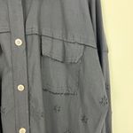 Made In Italy Jacket Topper Womens Large Black Eyelet Button Up Frayed Trim Edgy Photo 4