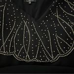 Patra by Joanna Chen Vintage Black Ruffled Gold Beaded Tiered Flapper Dress Size 14 Photo 11