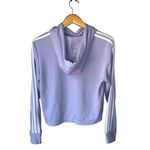 Adidas Lilac & White Essentials 3 Stripped Cropped Hooded Sweatshirt Photo 4