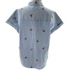 Untuckit cherry stripe Cotton Stretch Short Sleeve Charlotte Shirt Sz M Blue Size M Photo 4