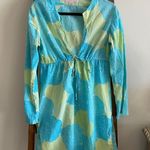 Victoria's Secret Victoria’s Secret blue & green abstract print long sleeve coverup dress Photo 0