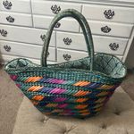 Colorful Woven Tote Bag‎ Blue Photo 1