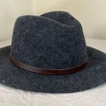 Vintage Italian Wool Fedora Hat Size 56 Gray Felt Wide Brim Leather Band Italy Photo 1