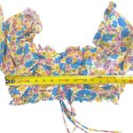 Fiestar Smocked Crop Top Front Lace Up Puff Sleeves Floral Womens Size Large NWT Blue Photo 13