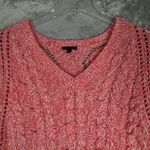 EXPRESS Sweater Womens Medium Pink White Marled Chunky Oversized Preppy Comfy Photo 3