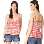 Current/Elliott Workwear Plaid Linen Peplum Top Photo 1