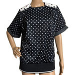 Vintage B/W 50s Polkadot Satin Top Size S Black Size M Photo 0